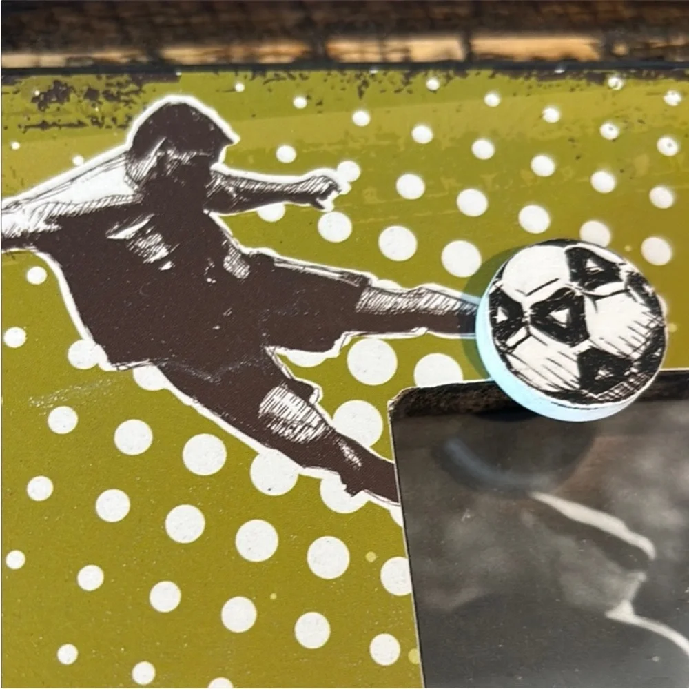 Soccer Theme 8X10 Wooden Photo Frame with 4X6 Window NWT Includes Box